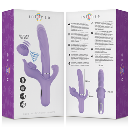 INTENSE - BILLIE RECHARGEABLE MULTIFUNCTION VIBRATOR STIMULATING WAVES WITH PURPLE PUSH BUTTON - 5