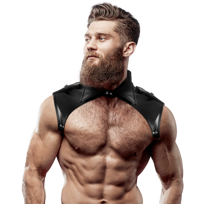 FETISH SUBMISSIVE ATTITUDE - MENS BRIGADE ADJUSTABLE ECO-LEATHER NECK HARNESS - 2