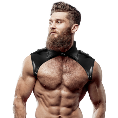 FETISH SUBMISSIVE ATTITUDE - MENS BRIGADE ADJUSTABLE ECO-LEATHER NECK HARNESS - 2