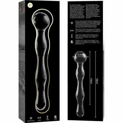 NEBULA SERIES BY IBIZA - MODEL 13 BOROSILICATE GLASS DILDO CLEAR 18 CM -OR- 3.5 CM