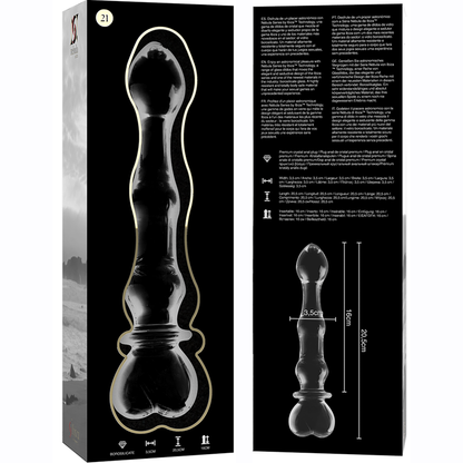 NEBULA SERIES BY IBIZA - MODEL 21 BOROSILICATE GLASS DILDO CLEAR 20.5 CM -O- 3.5 CM