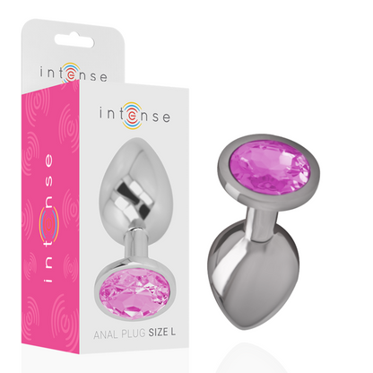 INTENSE - METAL ALUMINUM BUTT PLUG WITH PINK CRYSTAL SIZE L