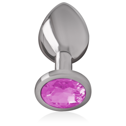 INTENSE - METAL ALUMINUM BUTT PLUG WITH PINK CRYSTAL SIZE L