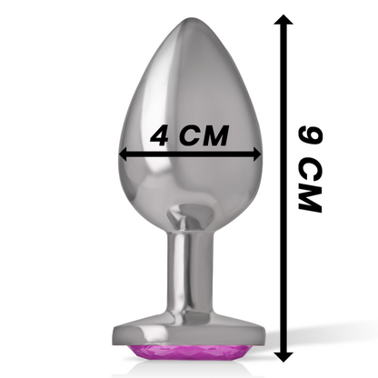 INTENSE - METAL ALUMINUM BUTT PLUG WITH PINK CRYSTAL SIZE L