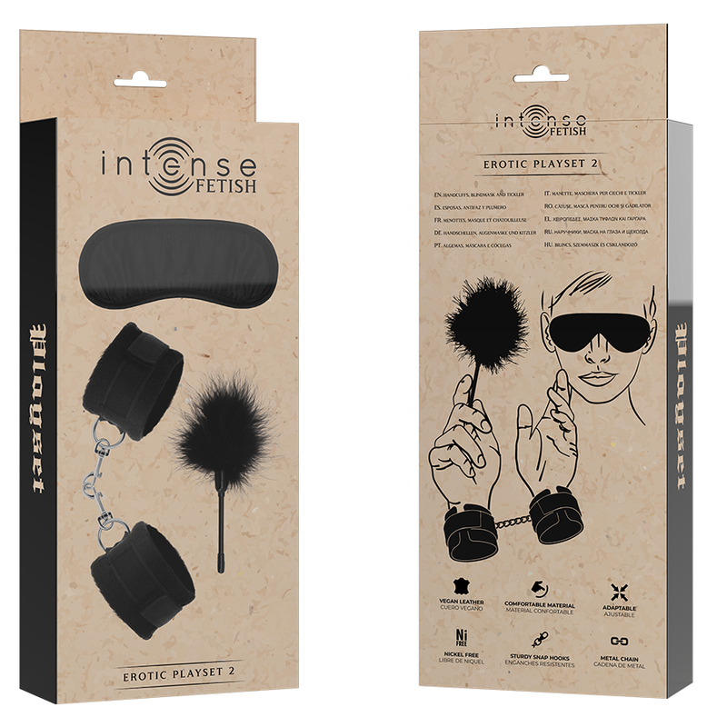 INTENSE - FETISH EROTIC PLAYSET 2 WITH HANDCUFFS, BLIND MASK AND TICKLER - 3