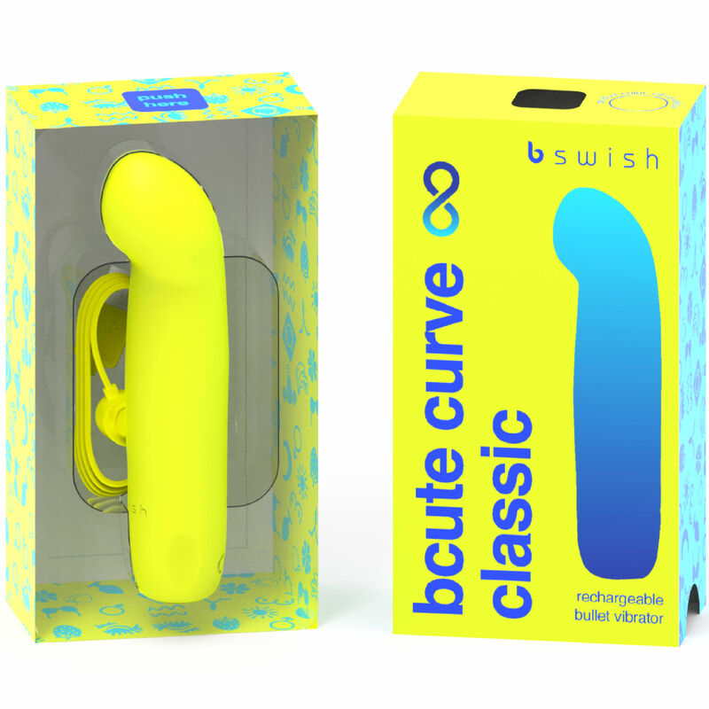 B SWISH - BCUTE CURVE INFINITE CLASSIC RECHARGEABLE SILICONE VIBRATOR YELLOW - 2