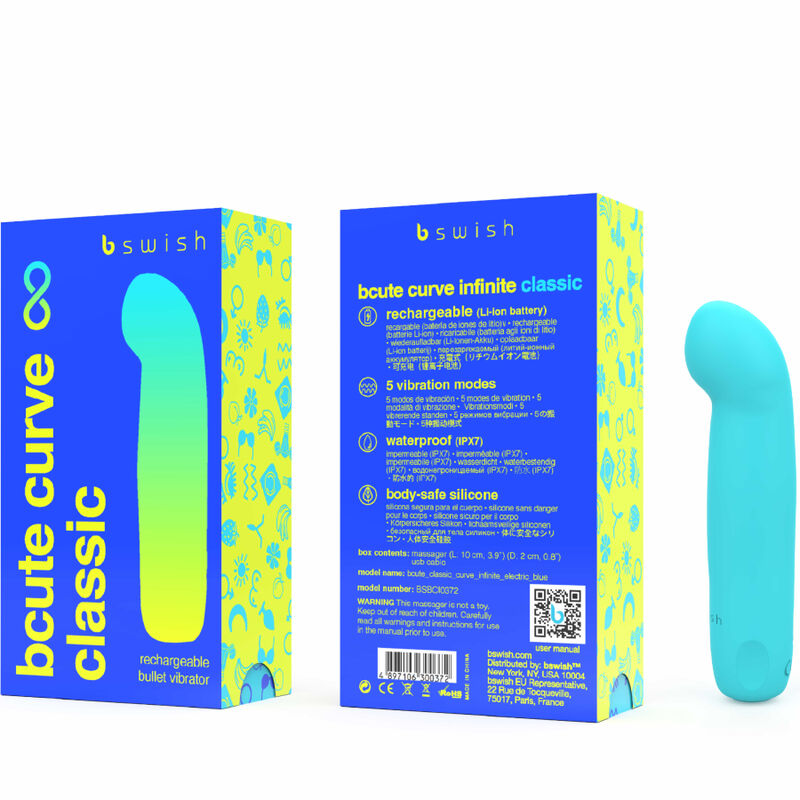 B SWISH - BCUTE CURVE INFINITE CLASSIC RECHARGEABLE VIBRATOR BLUE SILICONE - 2