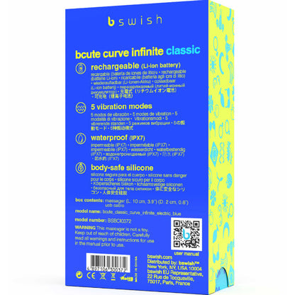 B SWISH - BCUTE CURVE INFINITE CLASSIC RECHARGEABLE VIBRATOR BLUE SILICONE - 3