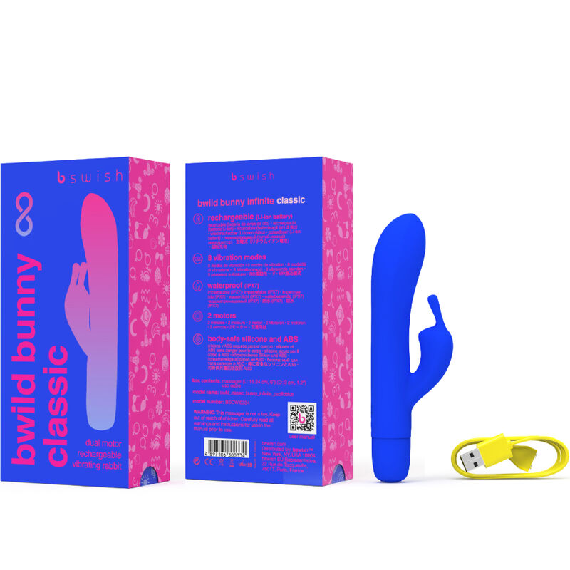 B SWISH - BWILD BUNNY INFINITE CLASSIC RECHARGEABLE VIBRATOR BLUE SILICONE - 4