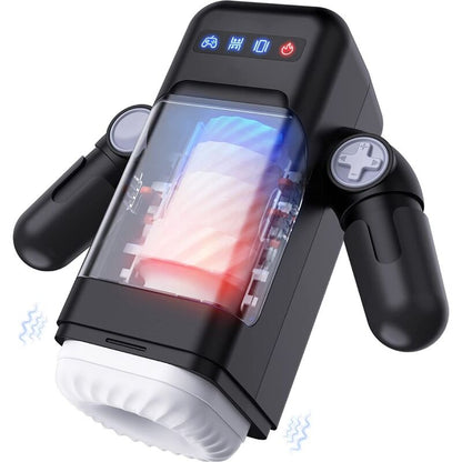 GAME CUP - THROTTLE VIBRATION MASTURBATOR WITH HEATING FUNCTION AND MOBILE STAND - BLACK