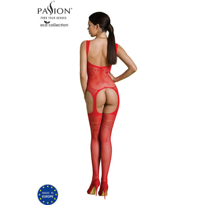 PASSION - ECO COLLECTION BODYSTOCKING ECO BS008 WHITE - RED - 10