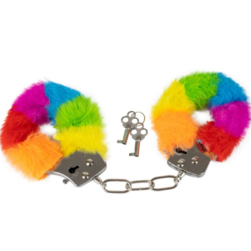 SPENCER & FLEETWOOD - RAINBOW LINED METAL HANDCUFFS - 1