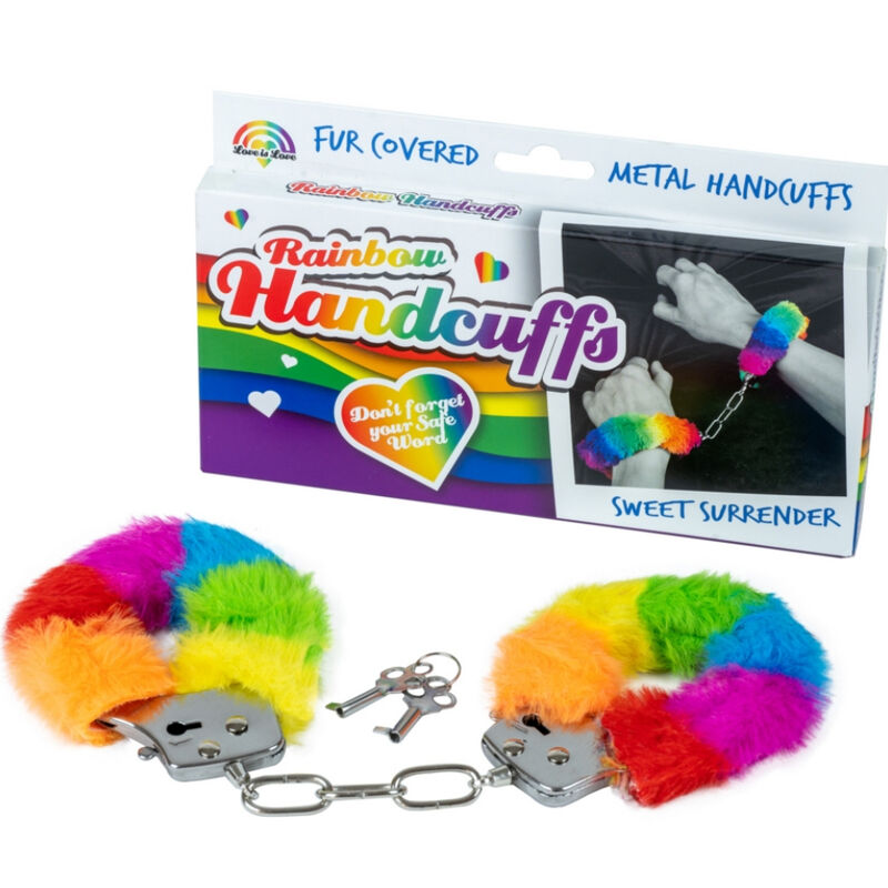 SPENCER & FLEETWOOD - RAINBOW LINED METAL HANDCUFFS - 2