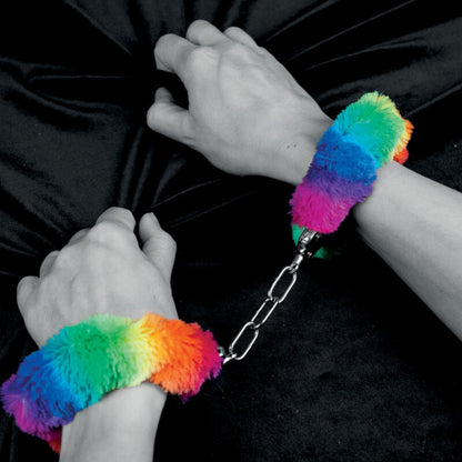SPENCER & FLEETWOOD - RAINBOW LINED METAL HANDCUFFS - 3