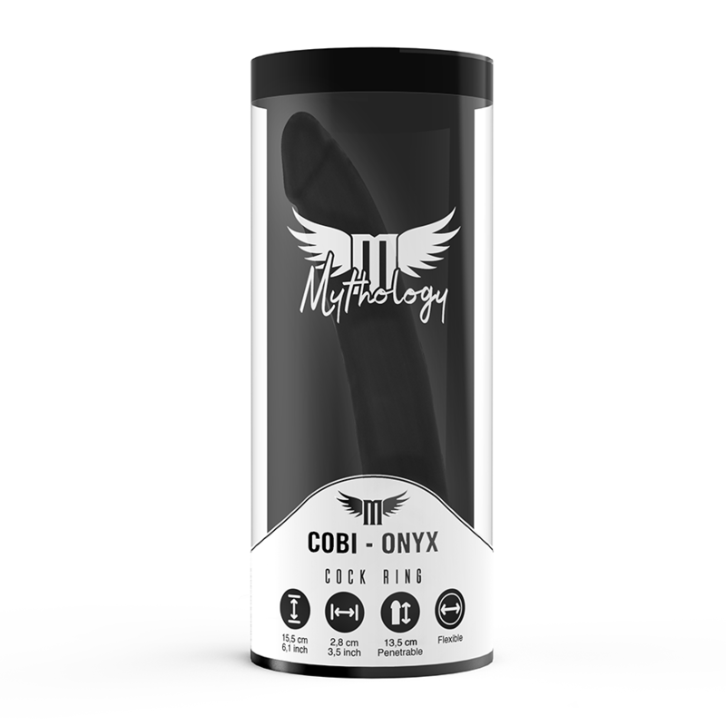 MYTHOLOGY - COBI ONYX ANAL DILDO WITH COCK AND TESTICLE RING 13 SILICONE CM - 3