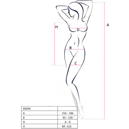 PASSION - BS096 WHITE BODYSTOCKING ONE SIZE - BLACK - 4