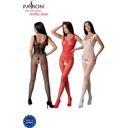 PASSION - BS098 WHITE BODYSTOCKING ONE SIZE - BLACK - 8
