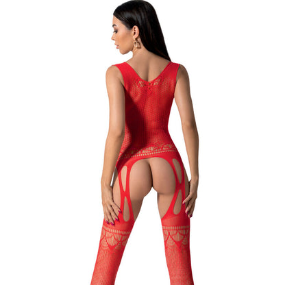 PASSION - BS099 WHITE BODYSTOCKING ONE SIZE - RED - 14
