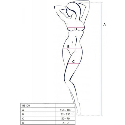 PASSION - BS100 WHITE BODYSTOCKING ONE SIZE - RED - 19
