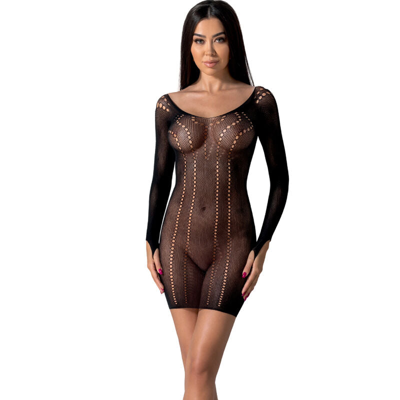PASSION - BS101 WHITE BODYSTOCKING ONE SIZE - BLACK - 5
