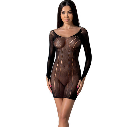 PASSION - BS101 WHITE BODYSTOCKING ONE SIZE - BLACK - 5