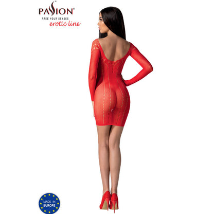 PASSION - BS101 WHITE BODYSTOCKING ONE SIZE - RED - 12