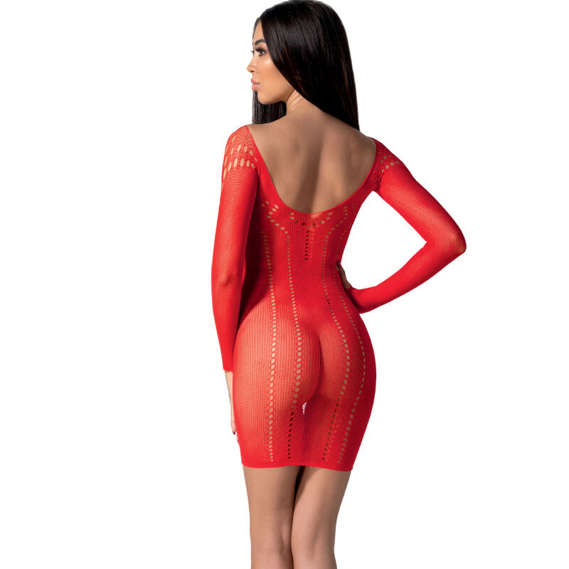 PASSION - BS101 WHITE BODYSTOCKING ONE SIZE - RED - 13