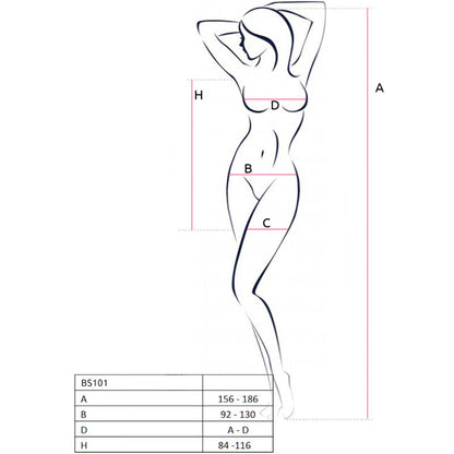 PASSION - BS101 WHITE BODYSTOCKING ONE SIZE - RED - 14