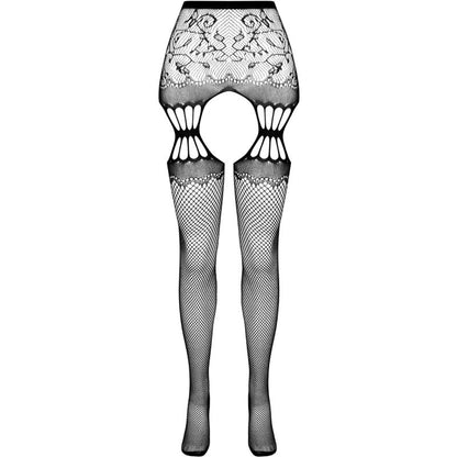 PASSION - S027 WHITE STOCKINGS WITH GARTER ONE SIZE - BLACK - 8