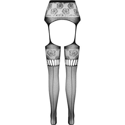 PASSION - S030 WHITE STOCKINGS WITH GARTER ONE SIZE