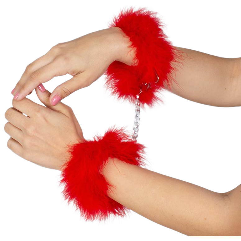 SECRETPLAY - RED MARABOU HANDCUFFS - 4