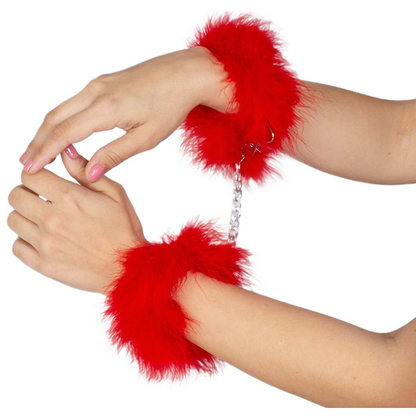 SECRETPLAY - RED MARABOU HANDCUFFS - 4