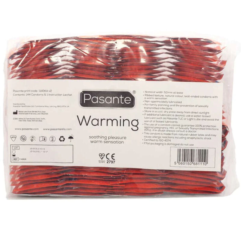 PASANTE - CONDOM PACKET WITH WARMING EFFECT 144 UNITS