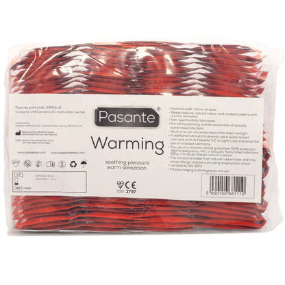PASANTE - CONDOM PACKET WITH WARMING EFFECT 144 UNITS
