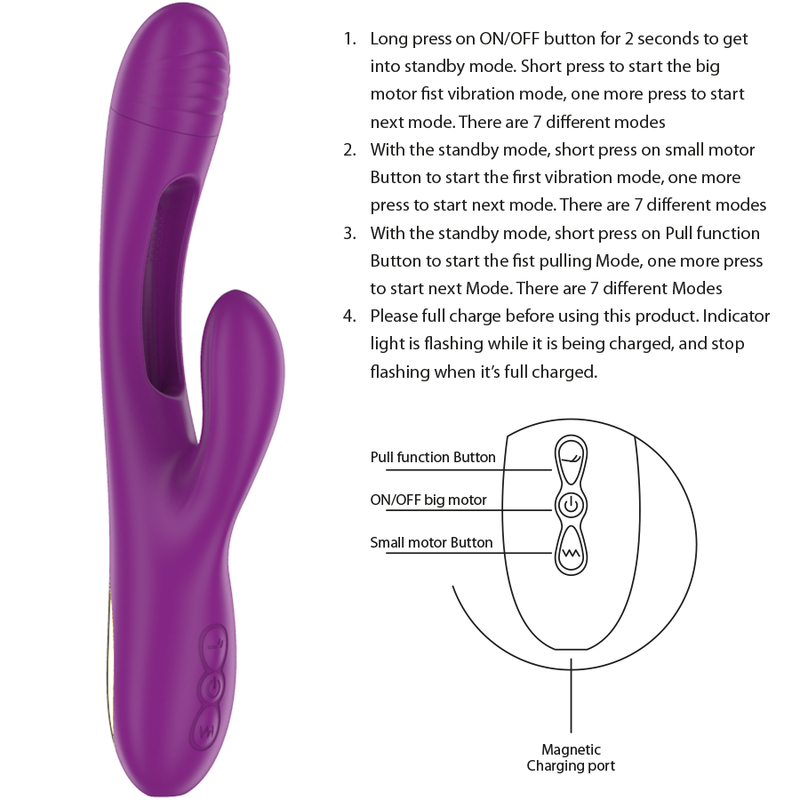 INTENSE - APOLO RECHARGEABLE MULTIFUNCTION VIBRATOR 7 VIBRATIONS WITH SWINGING MOTION PURPLE - 4