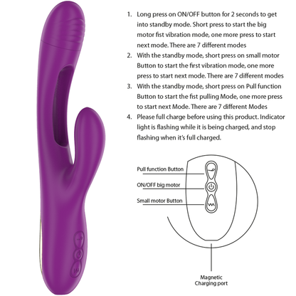 INTENSE - APOLO RECHARGEABLE MULTIFUNCTION VIBRATOR 7 VIBRATIONS WITH SWINGING MOTION PURPLE - 4