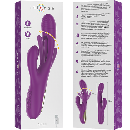 INTENSE - APOLO RECHARGEABLE MULTIFUNCTION VIBRATOR 7 VIBRATIONS WITH SWINGING MOTION PURPLE - 2