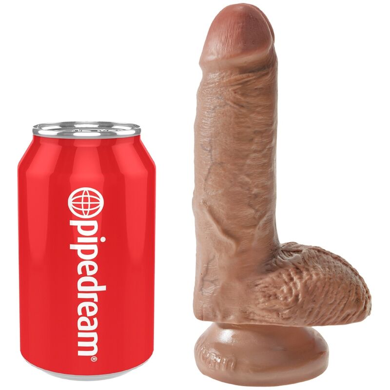 KING COCK - REALISTIC PENIS WITH BALLS 13.2 CM CARAMEL - 5