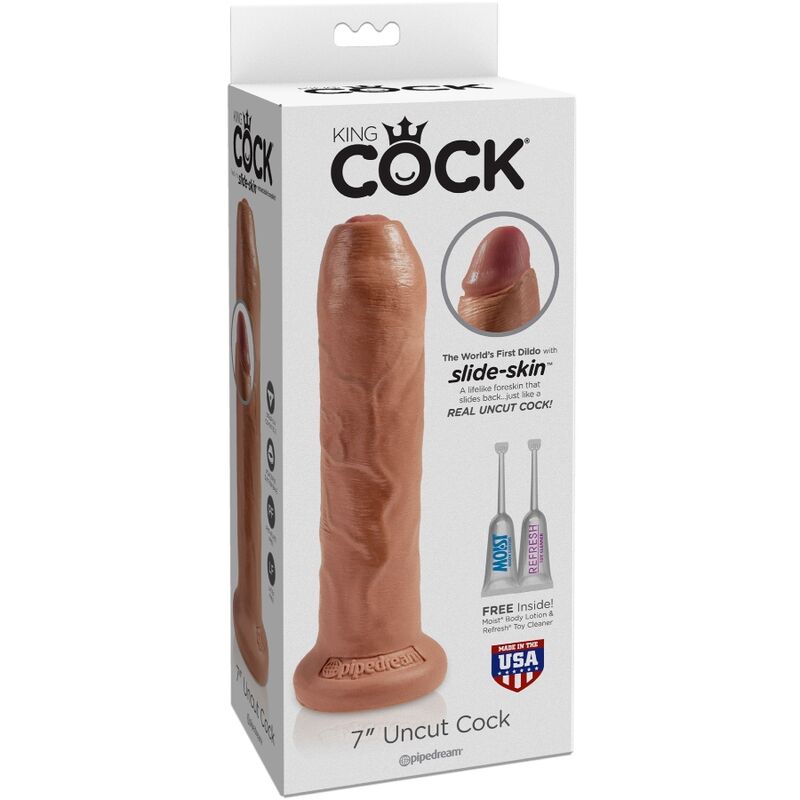 KING COCK - UNCUT REALISTIC PENIS 17.8 CM CARAMEL - 1