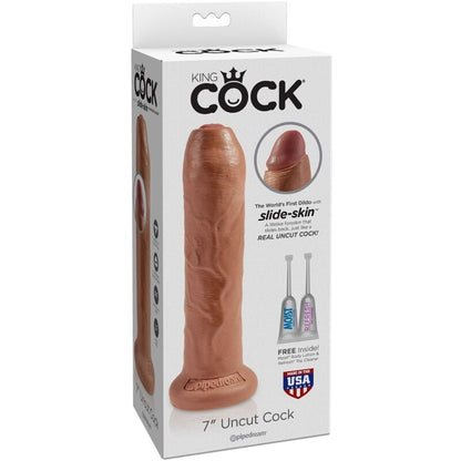 KING COCK - UNCUT REALISTIC PENIS 17.8 CM CARAMEL - 1