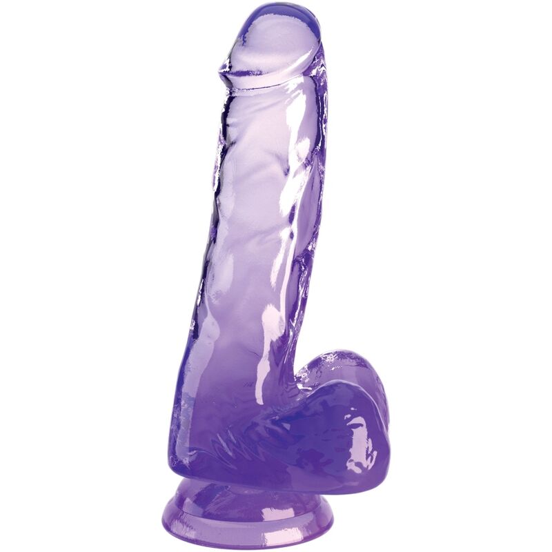 KING COCK - CLEAR REALISTIC PENIS WITH BALLS 13.5 CM PURPLE - 1