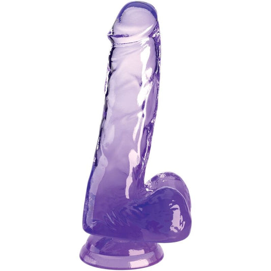KING COCK - CLEAR REALISTIC PENIS WITH BALLS 13.5 CM PURPLE - 1