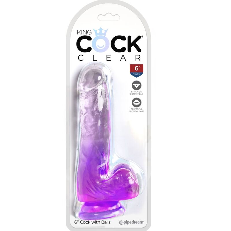KING COCK - CLEAR REALISTIC PENIS WITH BALLS 13.5 CM PURPLE - 2