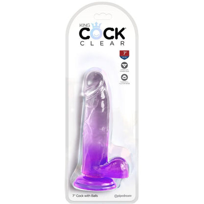 KING COCK - CLEAR REALISTIC PENIS WITH BALLS 15.2 CM PURPLE - 2