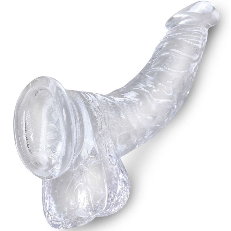 KING COCK - CLEAR REALISTIC CURVED PENIS WITH BALLS 16.5 CM TRANSPARENT - 3