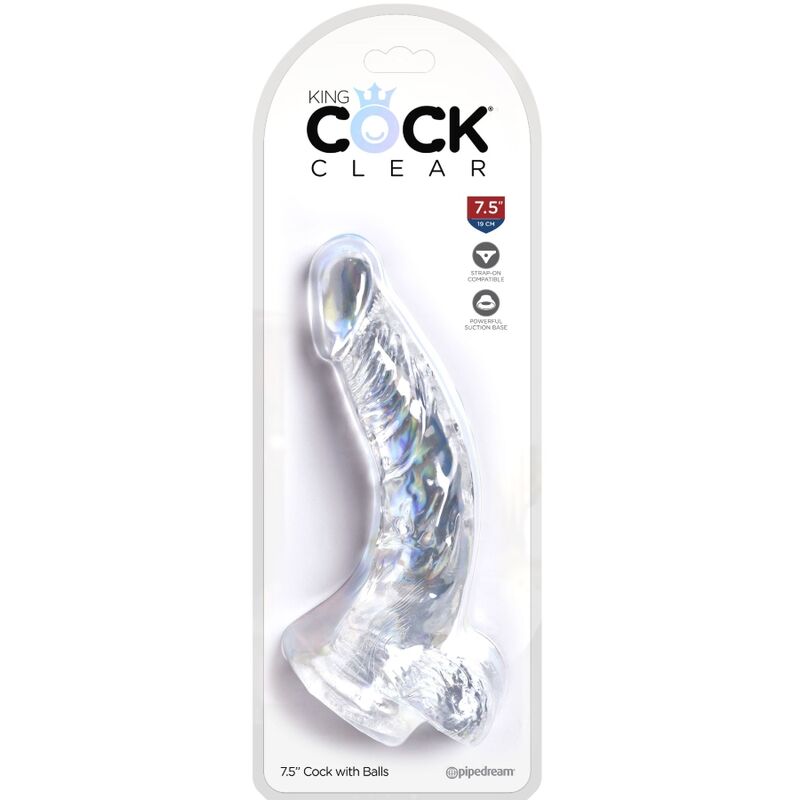 KING COCK - CLEAR REALISTIC CURVED PENIS WITH BALLS 16.5 CM TRANSPARENT - 2