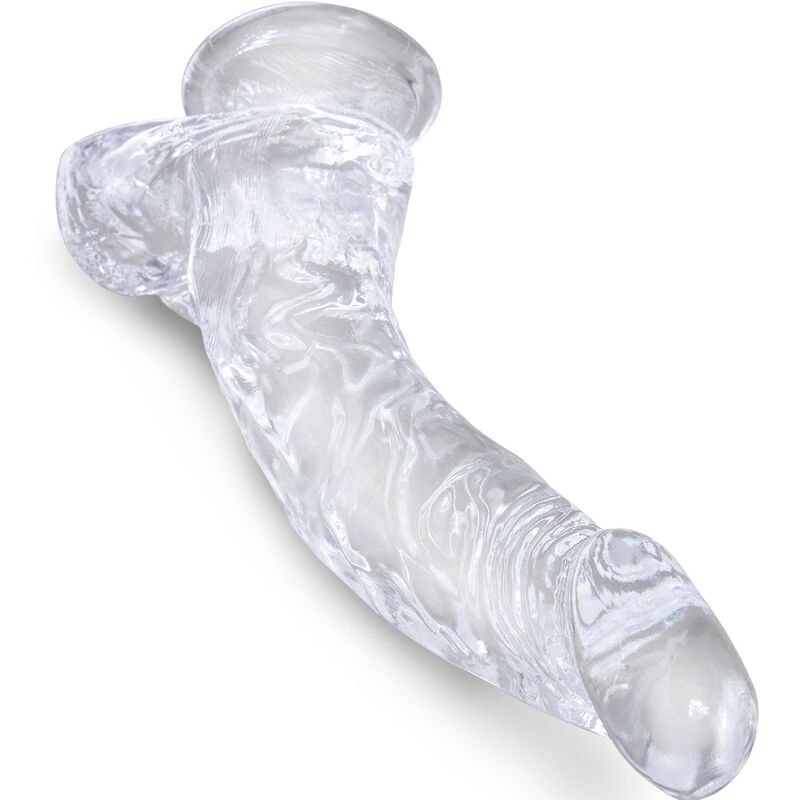 KING COCK - CLEAR REALISTIC CURVED PENIS WITH BALLS 16.5 CM TRANSPARENT - 1