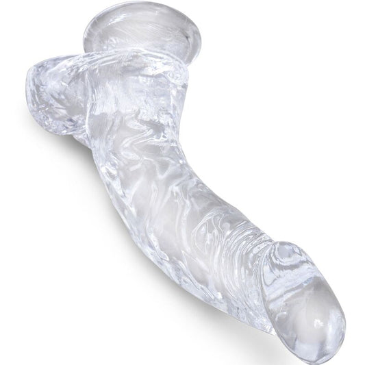KING COCK - CLEAR REALISTIC CURVED PENIS WITH BALLS 16.5 CM TRANSPARENT - 1