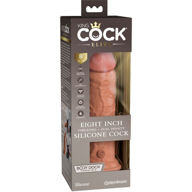KING COCK - ELITE REALISTIC DILDO VIBRATING & SILICONE 20.3 CM CARAMEL - 6
