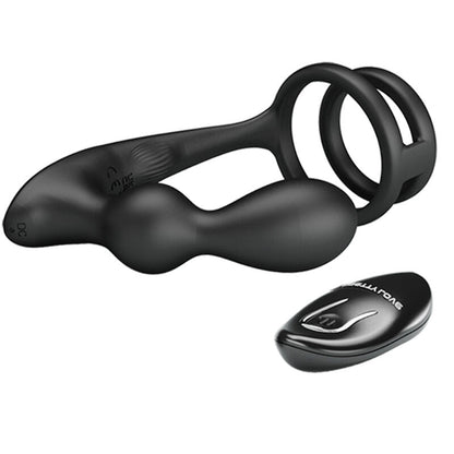 PRETTY LOVE - MARSHALL PENIS RING WITH VIBRATORY ANAL PLUG WITH REMOTE CONTROL - 3